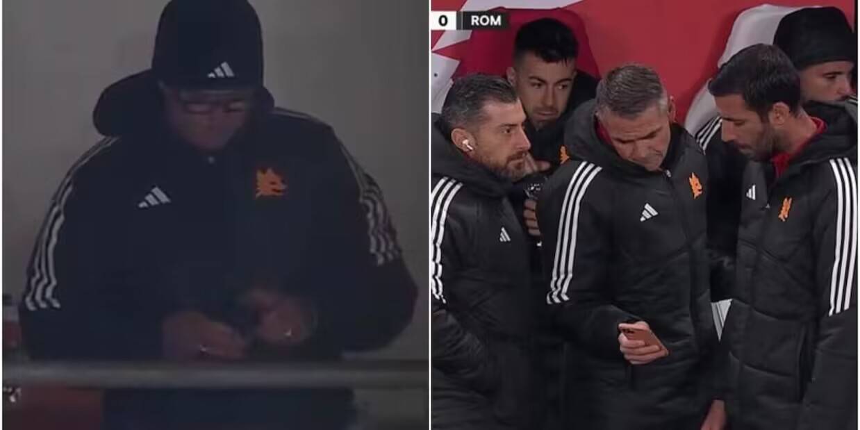 罗体：停赛的穆里尼奥通过手机遥控指挥，罗马教练组集体看短信
