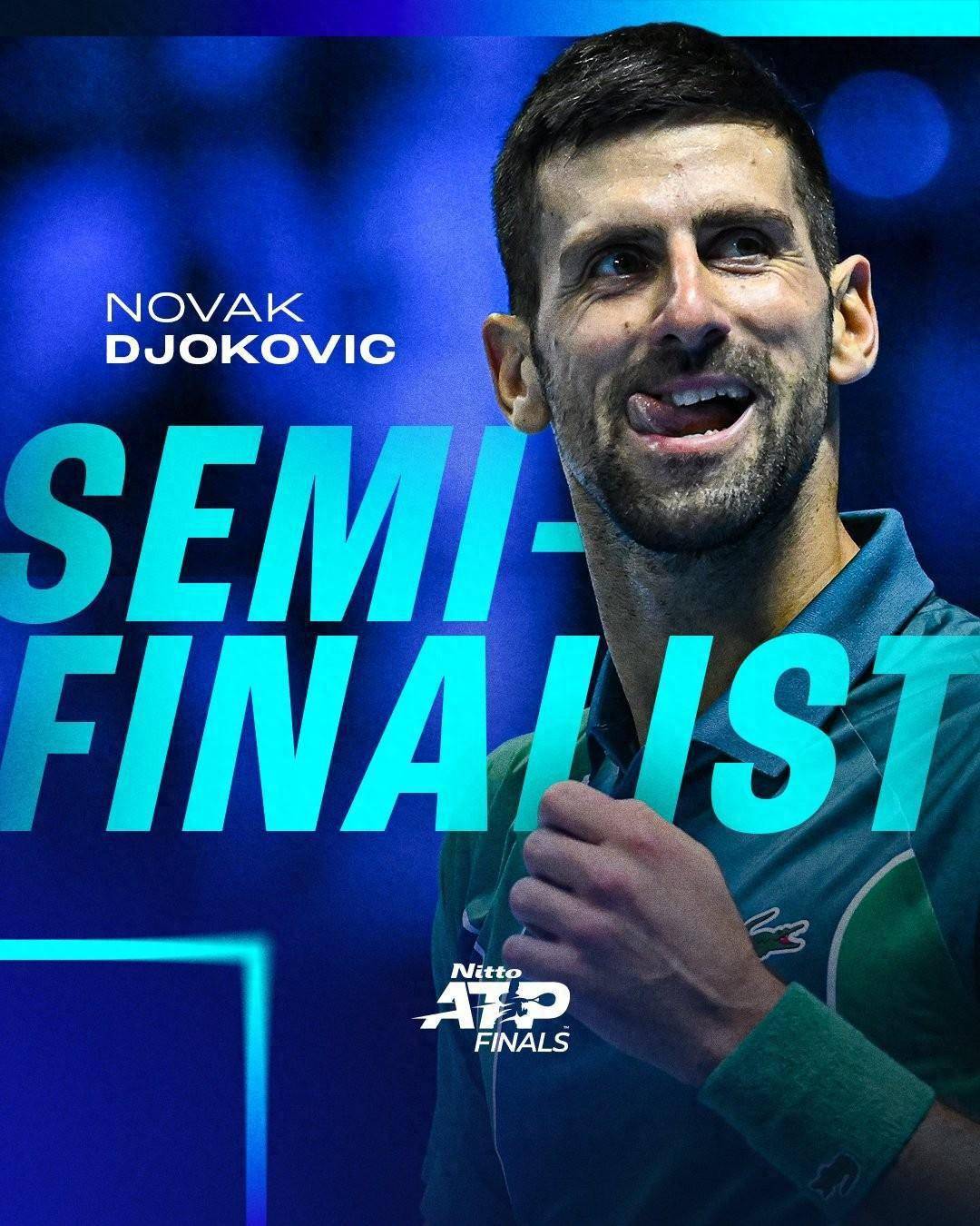 ATP年终总决赛四强对阵：德约vs阿尔卡拉斯，辛纳vs梅德韦杰夫